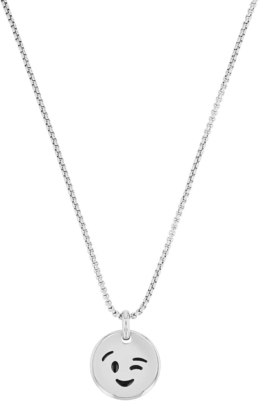s.Oliver Kette mit Anhänger Edelstahl Jungen Kinder Halsschmuck, 40+3 cm, Silber, Smiley, Kommt in S