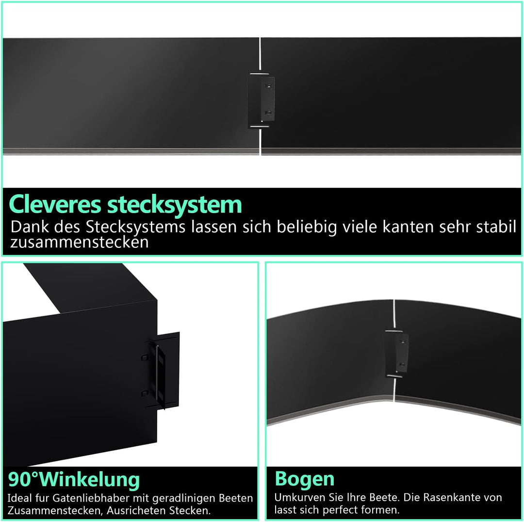 Vigevee Rasenkante verzinkt Metall, 5m 10m 15m 20m 25m 30m 35m 40m 45m 50m 100x15cm oder 100x18cm Be