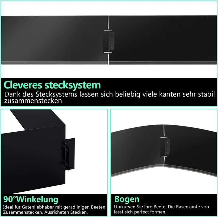 Vigevee Rasenkante verzinkt Metall, 5m 10m 15m 20m 25m 30m 35m 40m 45m 50m 100x15cm oder 100x18cm Be