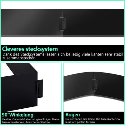 Vigevee Rasenkante verzinkt Metall, 5m 10m 15m 20m 25m 30m 35m 40m 45m 50m 100x15cm oder 100x18cm Be