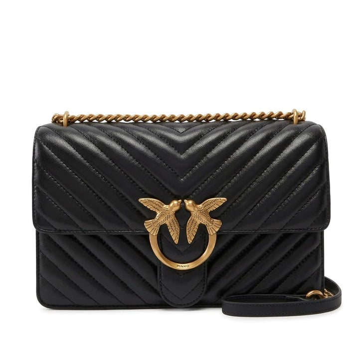 Pinko Damen Love One Classic Sheep Napp Liebe EINEN KLASSISCHEN DC-SCHAFNAPP Z99q_nero-antique Gold,