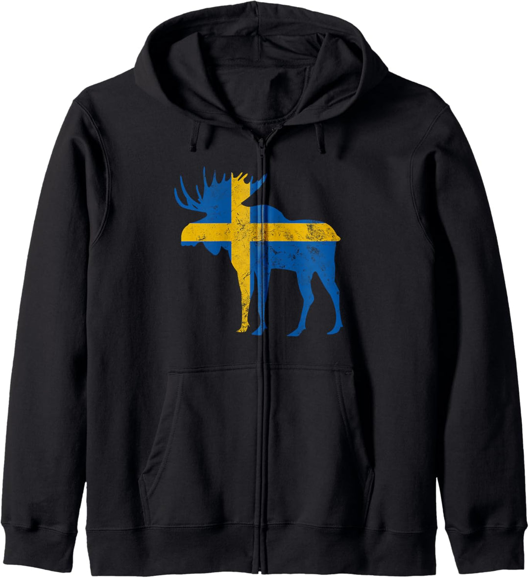 Schweden Elch mit Flagge Skandinavien Urlaub Kapuzenjacke