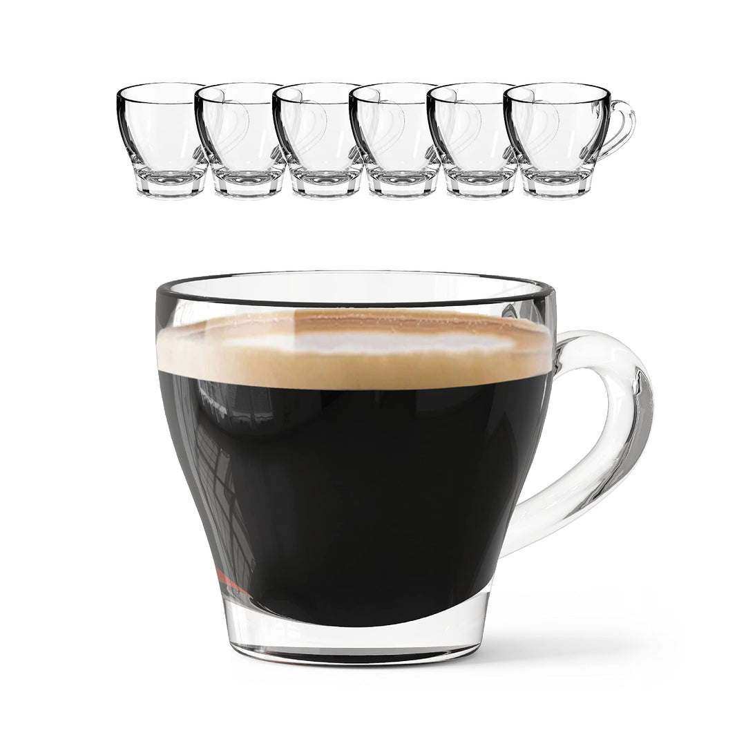 Sahm Cappuccino Gläser mit Henkel Set (6 STK) - 180ml Cappuccino Tassen Set - Spülmaschinengeeignet