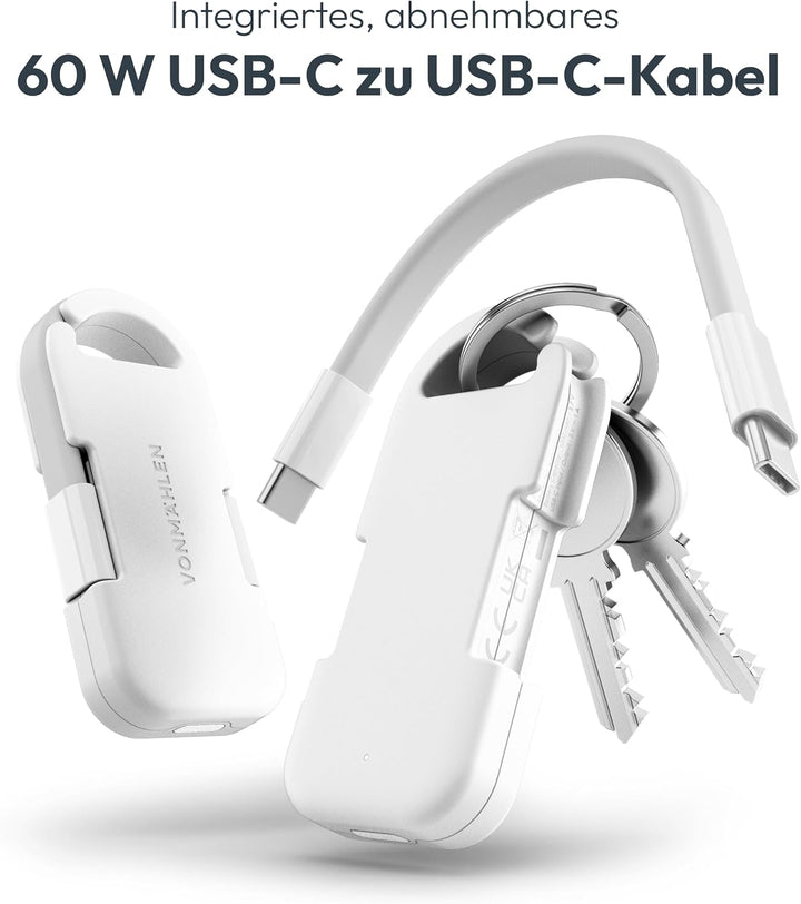 VONMÄHLEN Evergreen Go - USB-C Powerbank mit 1.000 mAh für unterwegs, für den Schlüsselbund, Umweltb