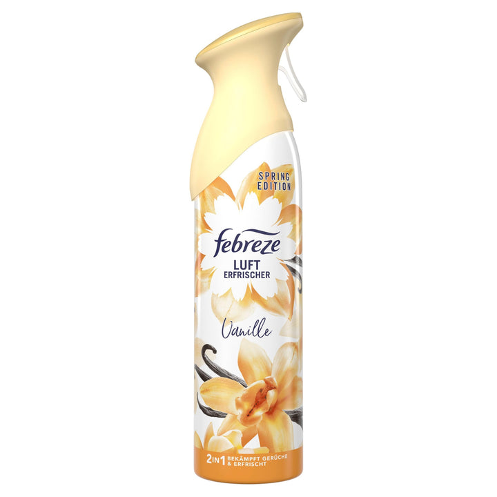 Febreze Lufterfrischer Spray Madagaskar Vanille 6x185 ml, 2-in-1 Geruchsbekämpfung und Frische Multi