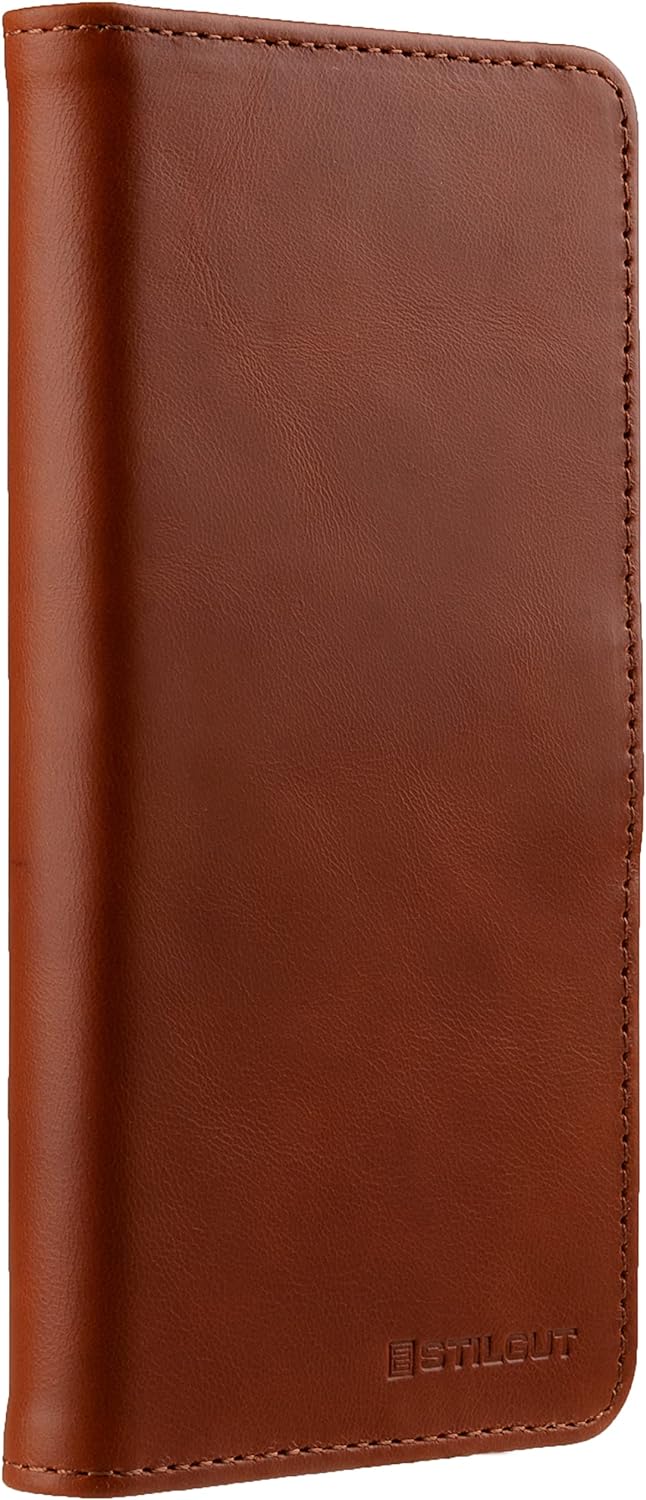 STILGUT Talis kompatibel mit Samsung Galaxy S21 Plus 5G Hülle mit Kartenfach aus Leder, Flip Cover,