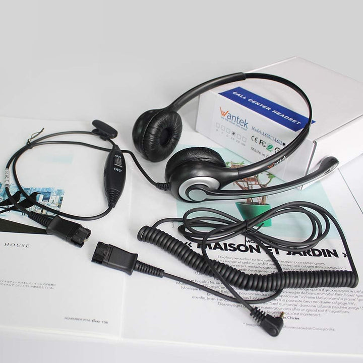 2,5mm Schnurlos Telefon Headset Dual mit Noise Cancelling Mikrofon, Quick Disconnect, WANTEK Festnet