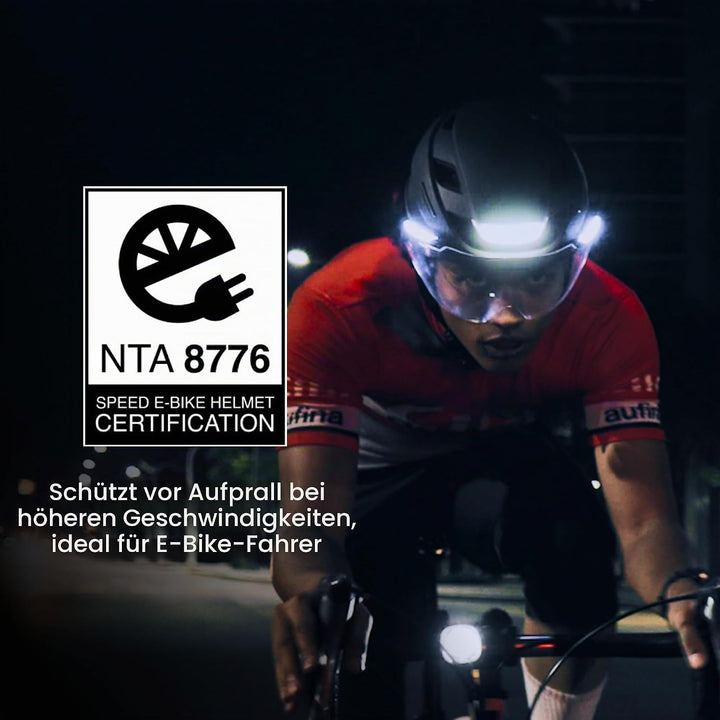 Lumos Ultra E-Bike Smart Helmet | NTA 8667 Certified | Front &amp; Rear LED Lights | Retractable Face Sh
