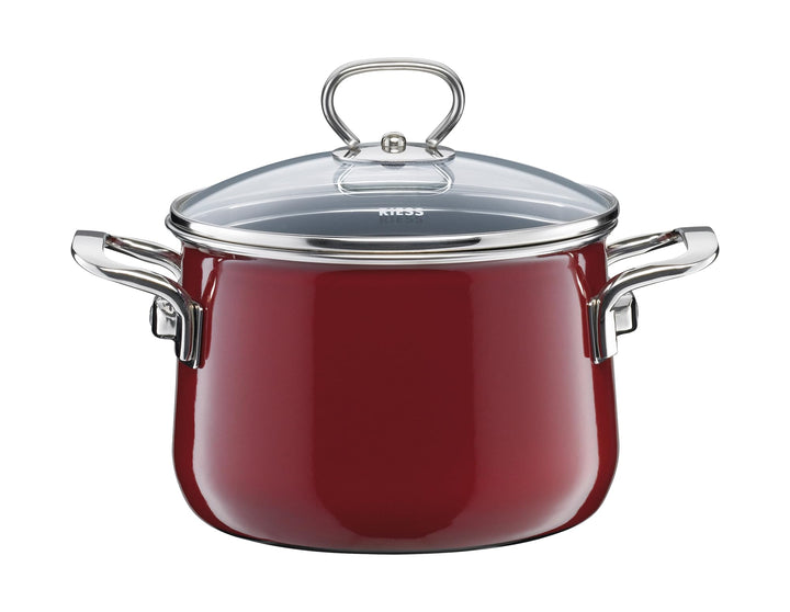 Riess, 0701-008, Fleischtopf mit Glasdeckel, NOUVELLE, ROSSO EXTRA STARK, Durchmessser 16 cm, Höhe 1