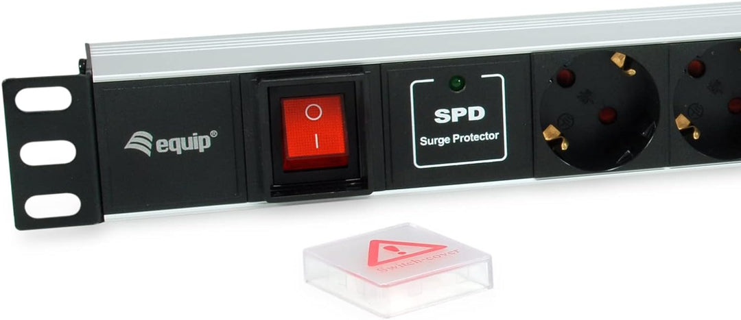 Equip 333309 Steckdosenleiste 19 Zoll (1HE) 7-Fach mit Ü- Überspannungsschutz und Schalter, schwarz