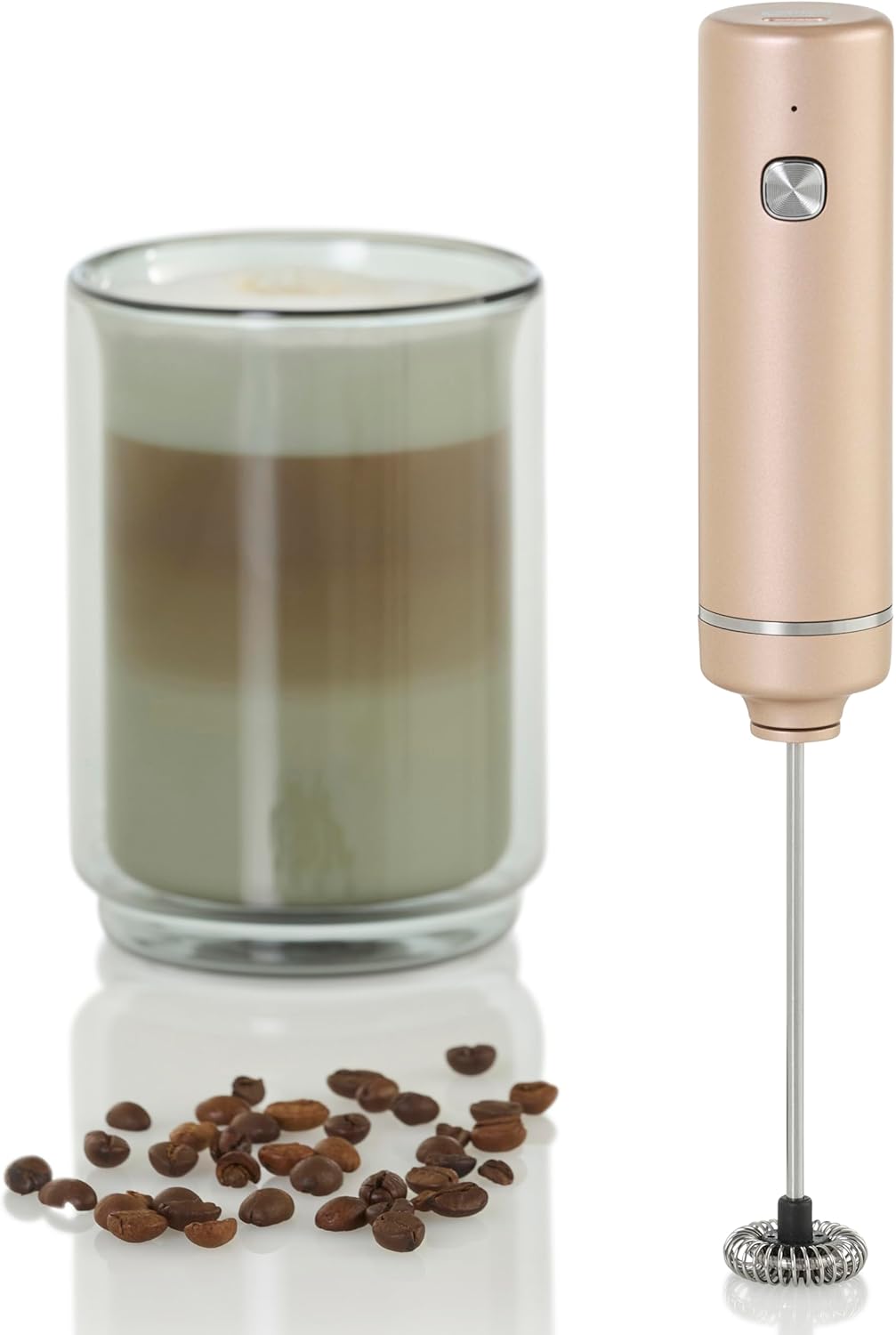 AdHoc Moro Milchaufschäumer MS34 (Kupferfarben/Light Copper), elektrisch & wiederaufladbar (USB-C),