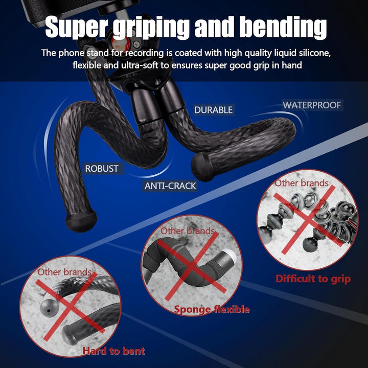 Lammcou Handy Stativ, Flexibel Stativ für Smartphone mit Voll Schwenkbar Kugelneiger & Vertikale und