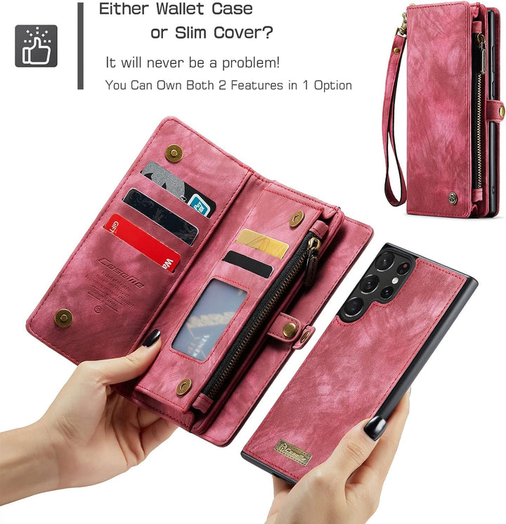 UFinetech Samsung S23 Ultra Hülle, Stossfest Kartenfach Magnetisch Abnehmbare Tasche Samsung Galaxy