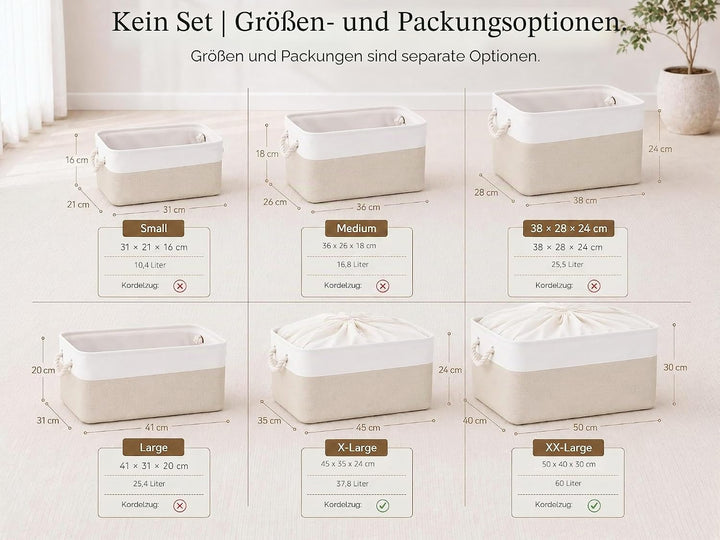 Mangata Grosse Aufbewahrungsbox 4er Set, Canvas Stoff Aufbewahrungskörbe mit Griffen für Schränke, K