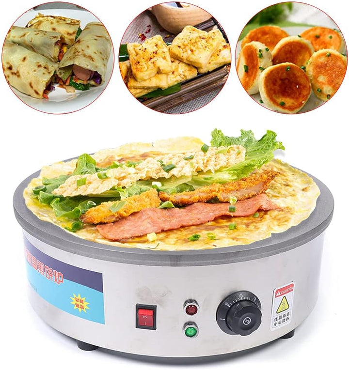 45 cm elektrische Crêpes-Pfanne, 3000 W Crêpes-Maker, Multifunktionaler Antihaftbeschichteter Pfannk