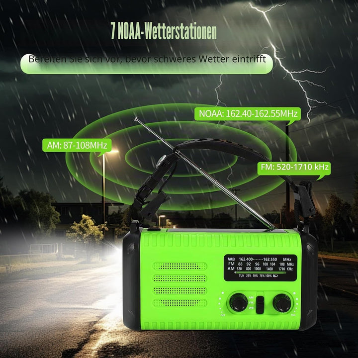 Notfall-Solar-Kurbelradio mit 20.000 mAh, AM/FM NOAA tragbares Wetterradio mit USB-Aufladung, Handy-