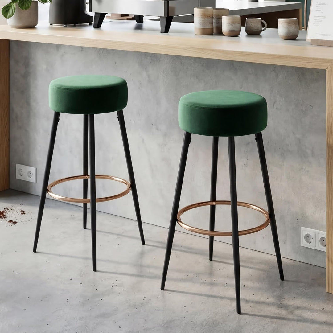 Duhome Barhocker 2er Set Barstühle Runde Tresenhocker Samt Bistrohocker mit Fussstütze für Bistro Kü