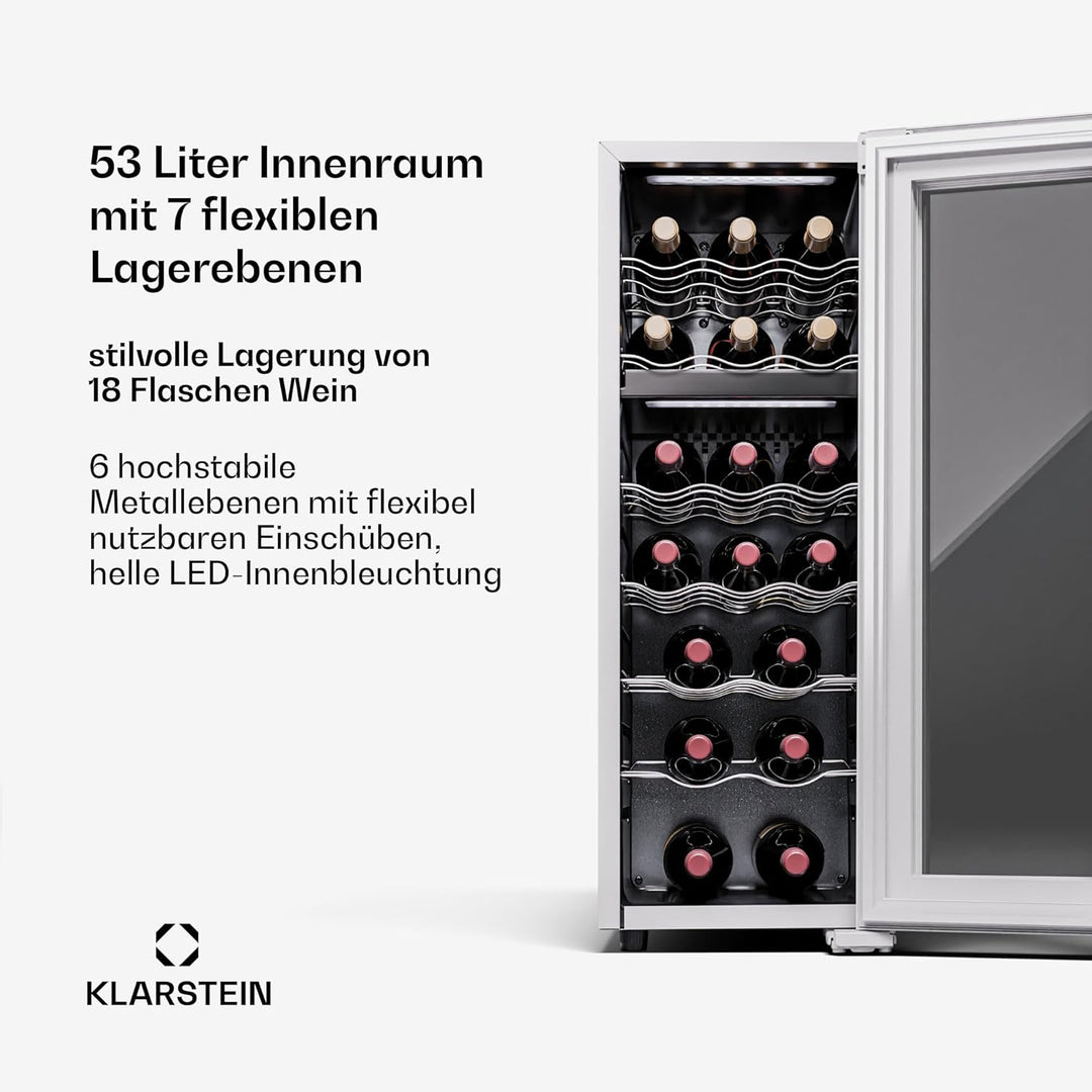 Klarstein Freistehender Weinkühlschrank 2 Zonen, Getränkekühlschrank Klein, Kleiner Weinschrank, Wei