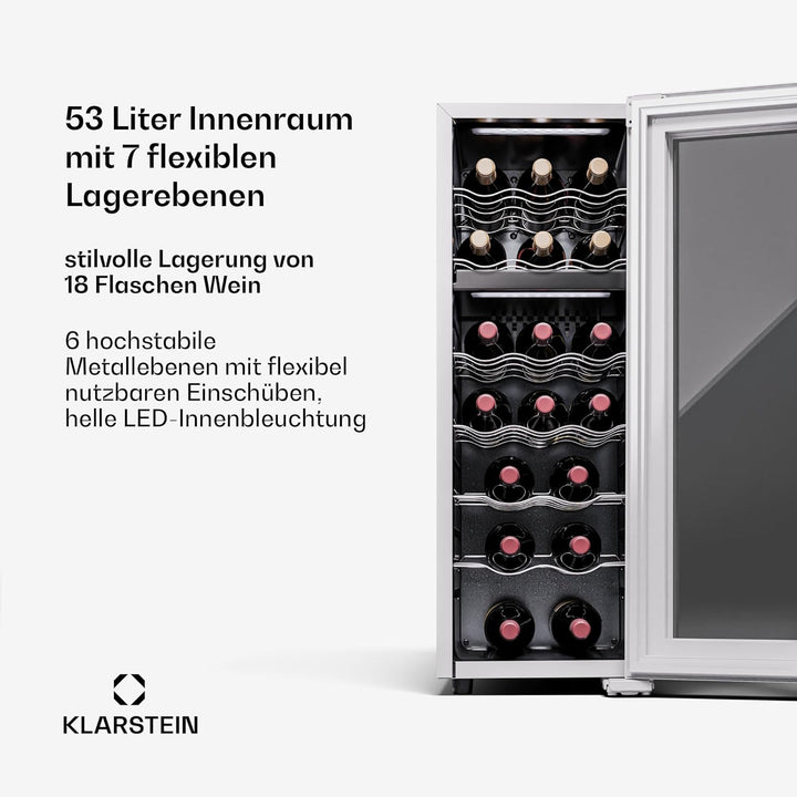 Klarstein Freistehender Weinkühlschrank 2 Zonen, Getränkekühlschrank Klein, Kleiner Weinschrank, Wei