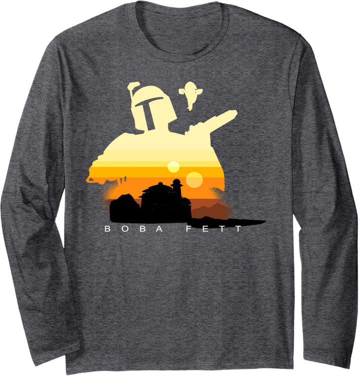 Star Wars Boba Fett Sunset Silhouette Langarmshirt