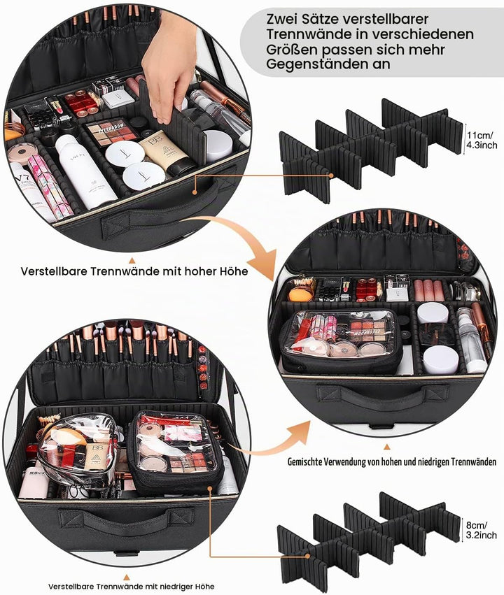 Relavel Extra Grosse Makeup Tasche Leder Reise Makeup Zug Tasche Professionelle Makeup Künstler-Tasc