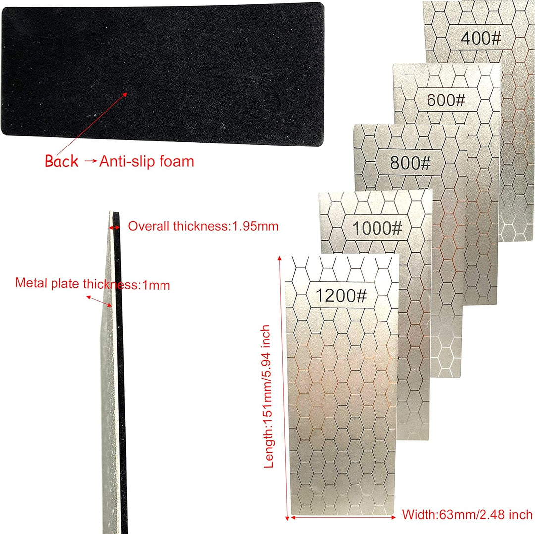 Yuejizhe 5Pcs Diamant Schärfsteine,400/600/800/1000/1200 Messerschärfer Professional,Diamant-Schärfs