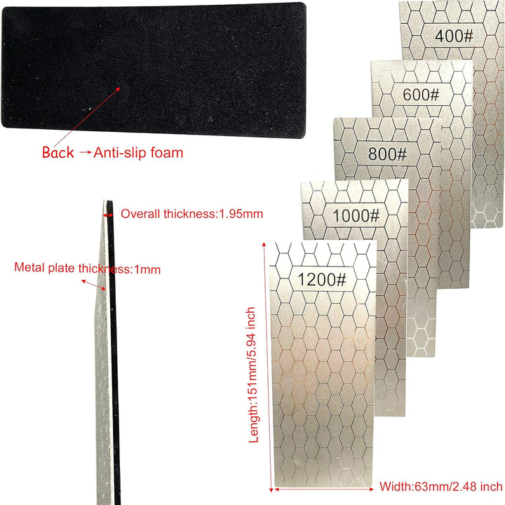 Yuejizhe 5Pcs Diamant Schärfsteine,400/600/800/1000/1200 Messerschärfer Professional,Diamant-Schärfs