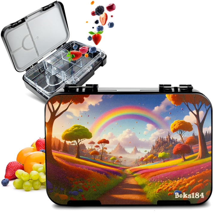Brotdose Regenbogen für Kinder mit Fächern - Bento Box auslaufsicher - robust - BPA Frei Lunchbox -