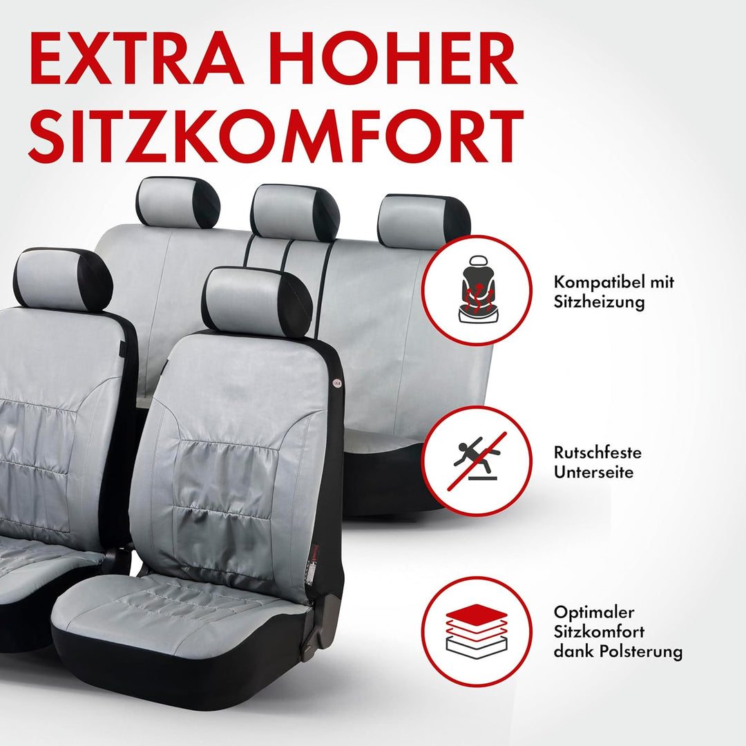 Walser Autositzbezüge Nappa Touch grau aus Kunstleder, Grau