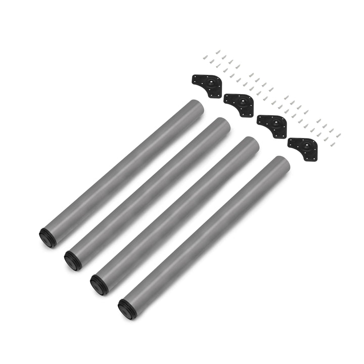 Emuca - Regulierbare Tischbeine Ø60x830mm, 4er Set aus Stahl, regulierbare Höhe 830-850mm, Metallic-