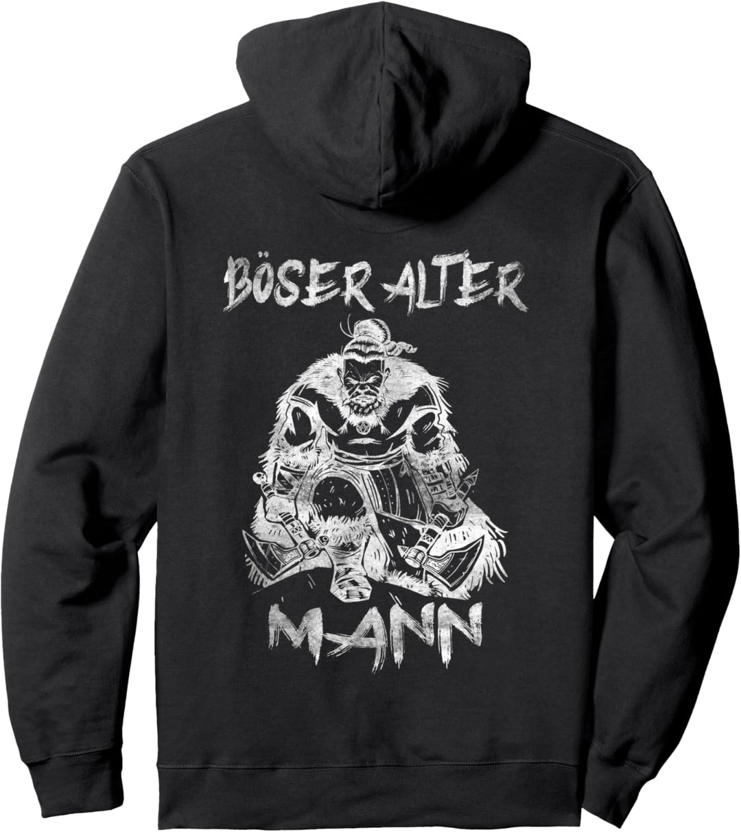 Böser Alter Mann Wikinger Totenkopf Papa Opa Skull Pullover Hoodie