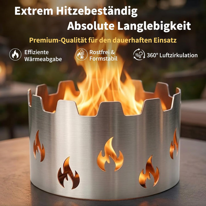 Wokaufsatz für Feuerplatten, Edelstahl, Grillplatte Plancha, kreisrunde Öffnung Ø 20 cm (Wokaufsatz