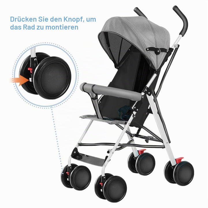 Leichter Kinderwagen, bis zu 30 kg, grosser Korb, schnelles Klappsystem, geräumiger Sitz, doppelte B