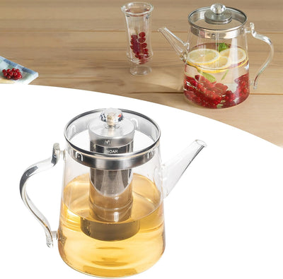 TROPFFREI Teekanne mit Siebeinsatz – Teekanne Glas 1,7L - Teekanne mit Sieb - Glaskaraffe mit Deckel
