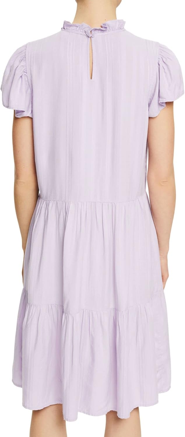ESPRIT Kleid mit Rüschen-Kragen, LENZING™ ECOVERO™ XS 570/Lavender, XS 570/Lavender