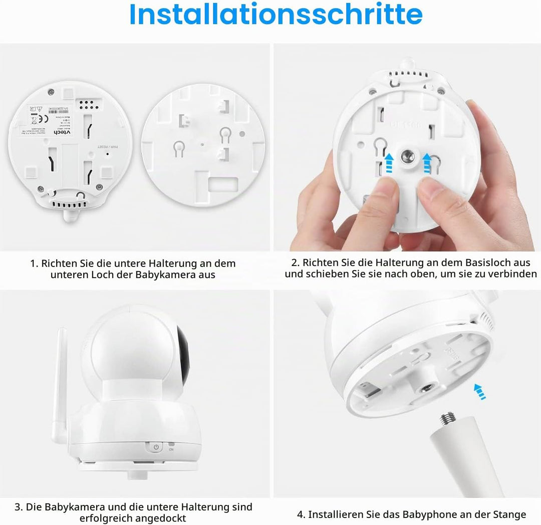 HOLACA Flexible Drehhalterung kompatibel mit VTech VM923/924 Babyphone ohne Werkzeug oder Wandbeschä