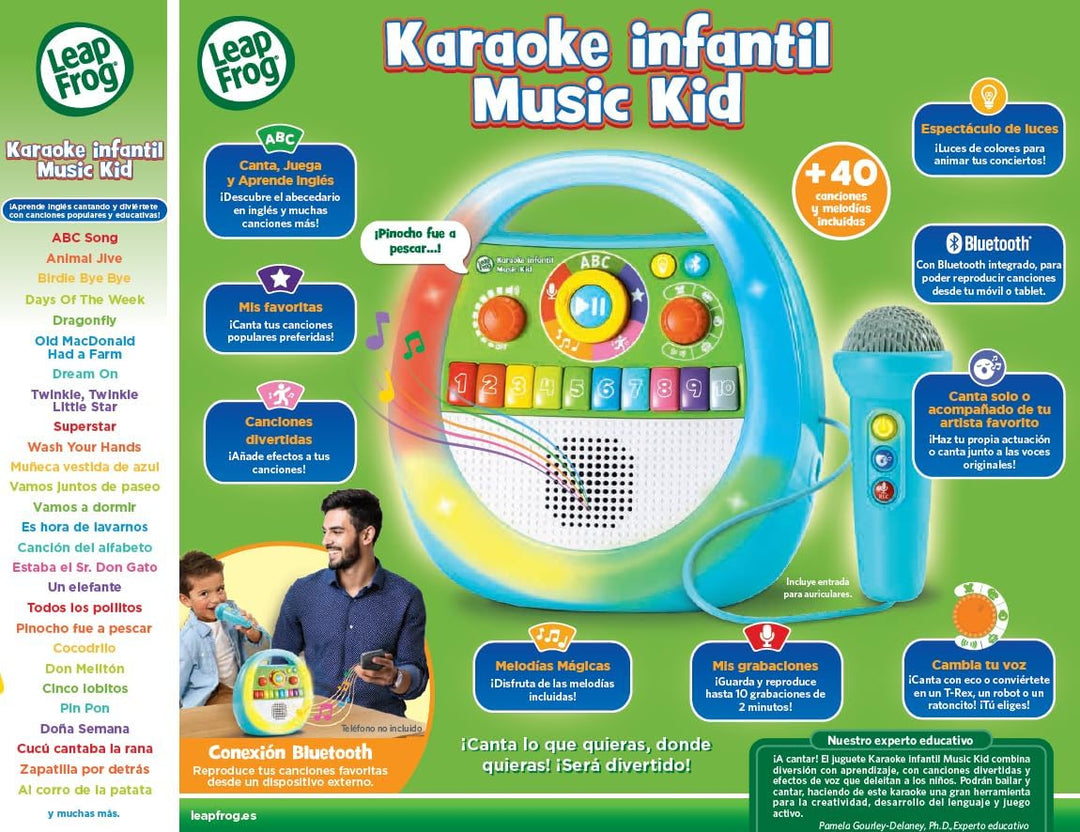 VTech Leapfrog Karaoke für Kinder, elektronisches Spielzeug für Kinder ab 2 Jahren, Bluetooth, inter