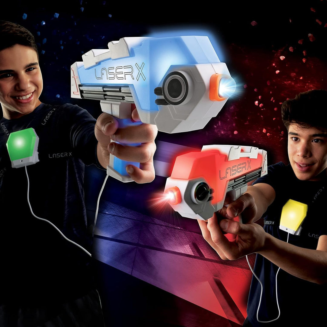 Laser X - Revolution Blaster, wähle deine Teamfarbe, treffe bis zu 90 Meter, mit 2 Blastern, 2 Empfä