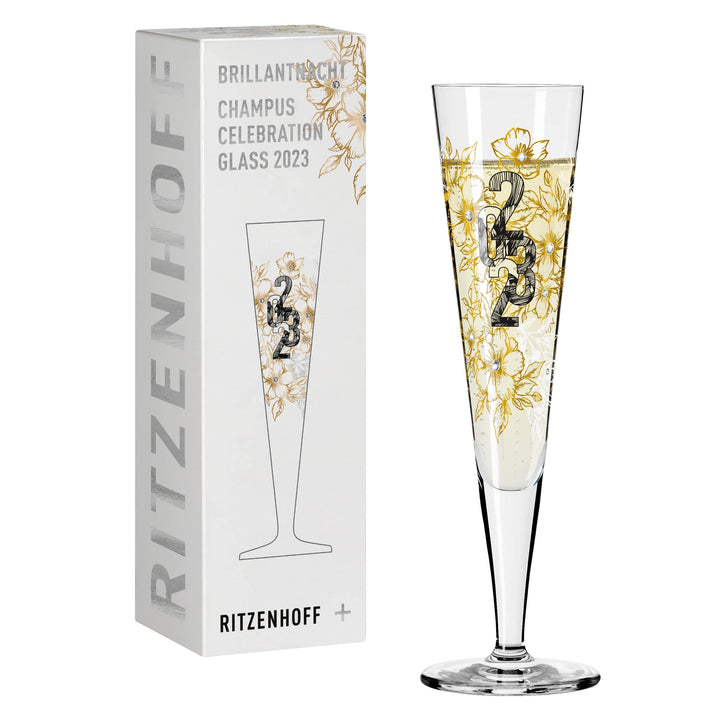 RITZENHOFF 1079013 Champagnerglas 200 ml – Brillantnacht Champagner 2023 – Designerstück mit Echt-Go