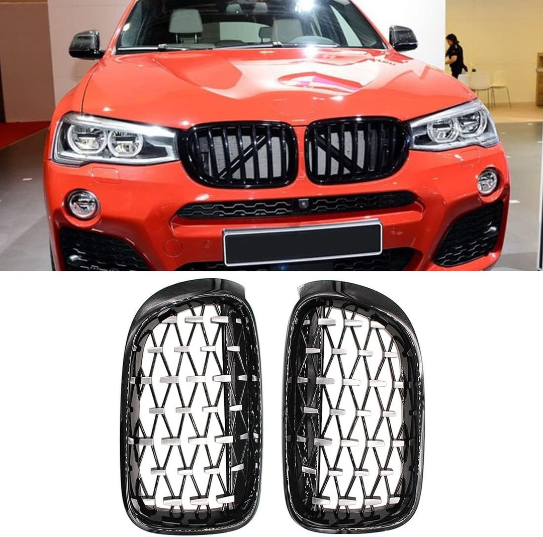 HZYCKJ Front Kühlergrille für BMW F26 X4 F25 LCI X3 Facelift 2014-2018 Diamond Nierengrill Grills Au