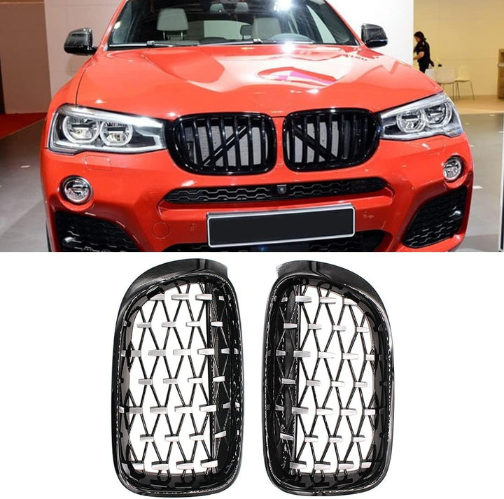 HZYCKJ Front Kühlergrille für BMW F26 X4 F25 LCI X3 Facelift 2014-2018 Diamond Nierengrill Grills Au