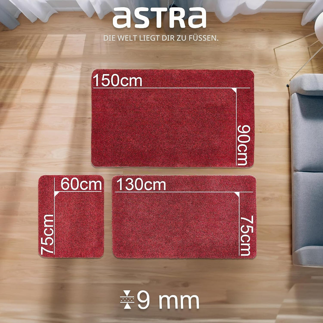 Rutschfeste Schmutzfangmatte innen waschbar - Rot 75 x 130 cm (Rechteckig) | Saugfähige Sauberlaufma