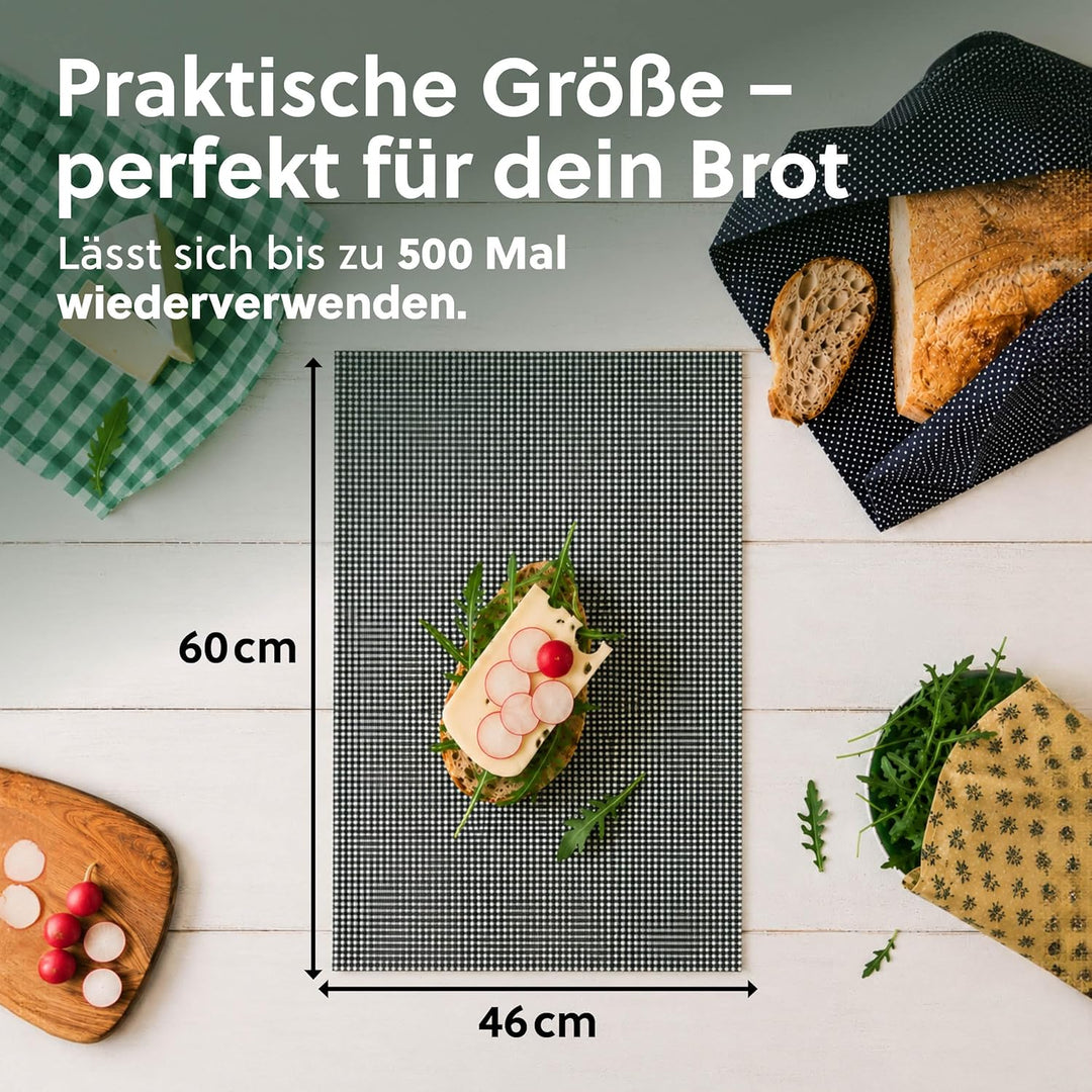 beegut XXL Bienenwachstuch für Brote, nachhaltiges Brottuch, aus Deutschland mit Bio Rohstoffen, her