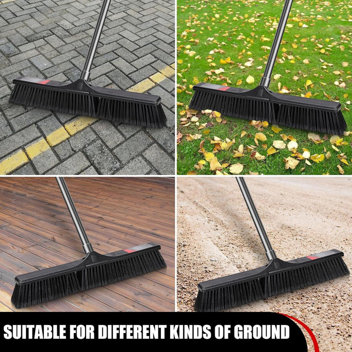 MASTERTOP Strassenbesen Industriebesen, 60cm Grosser Besen mit stiel ausziehbar, Gartenbesen Kehrbes