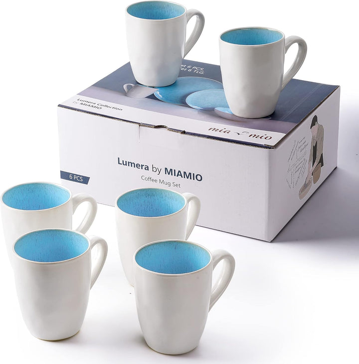 MIAMIO – 6 x 350 ml Kaffeetassen/Tassen Set aus Steingut Keramik Geschirr Set Handmade - Lumera Koll