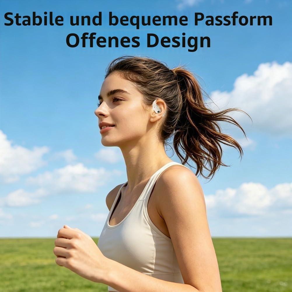 Open-Ear Bluetooth Kopfhörer, Bluetooth 6.0 Wireless Ohrhörer Sport mit LED-Anzeige, IPX6 Wasserdich