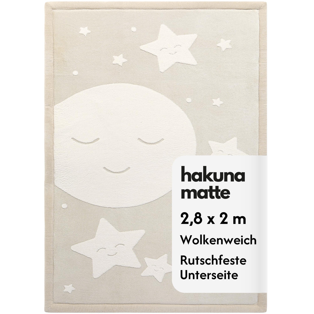 Wolkenweiche Spielmatte Baby 280x200x2,5cm, mond&amp;Sterne, Tatami Matte | Coral Velvet Hochdichter Sch