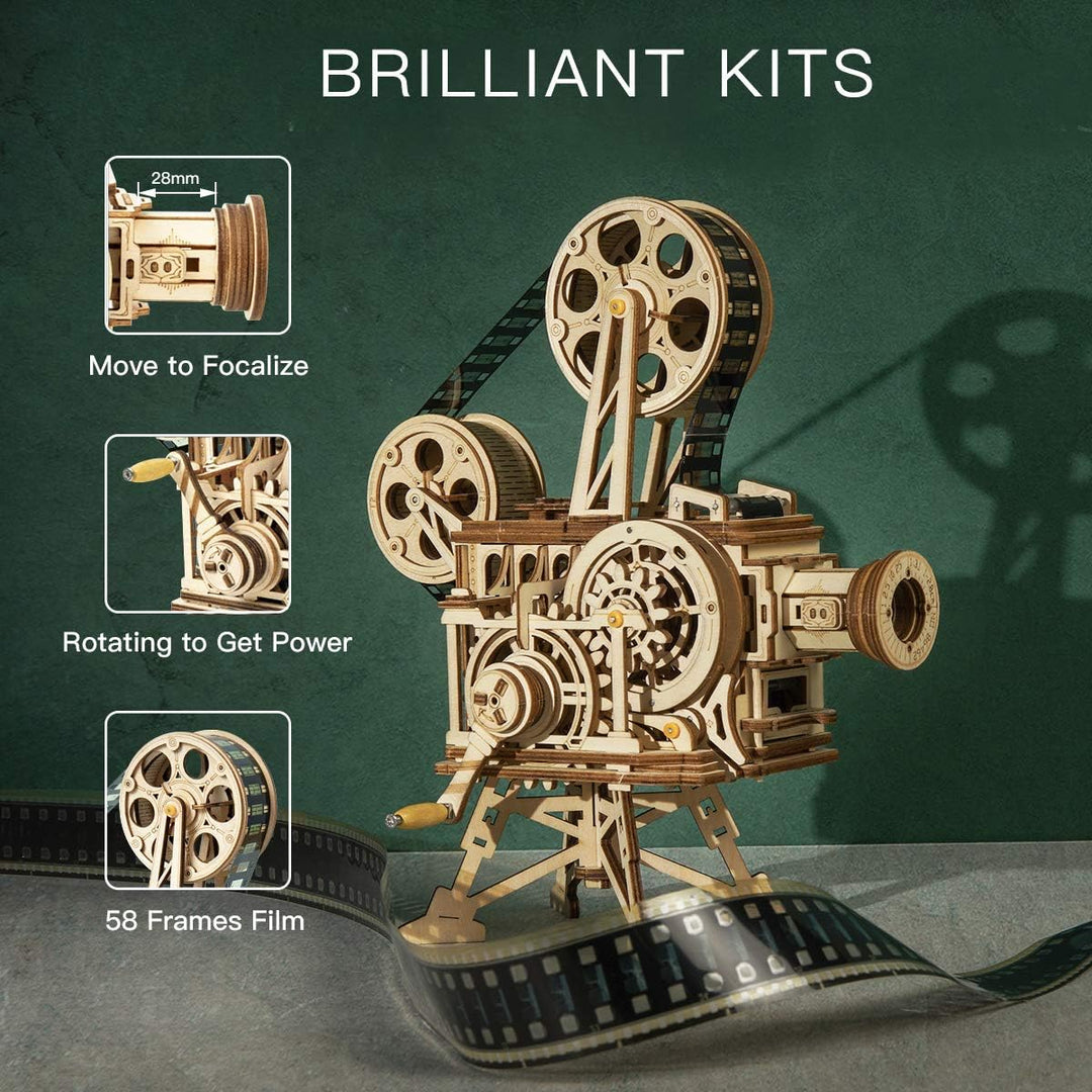 Robotime 3D Holz Puzzle Mechanisch Vitascope fur Erwachsene - Filmprojektor Modellbau Bausatz knobel