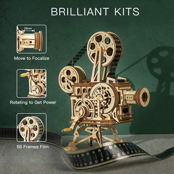 Robotime 3D Holz Puzzle Mechanisch Vitascope fur Erwachsene - Filmprojektor Modellbau Bausatz knobel