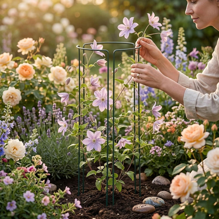 Pflanzenstütze Metall 3er Set – Halbrunde Staudenhalter für Pfingstrosen Hortensien Rosen und Staude